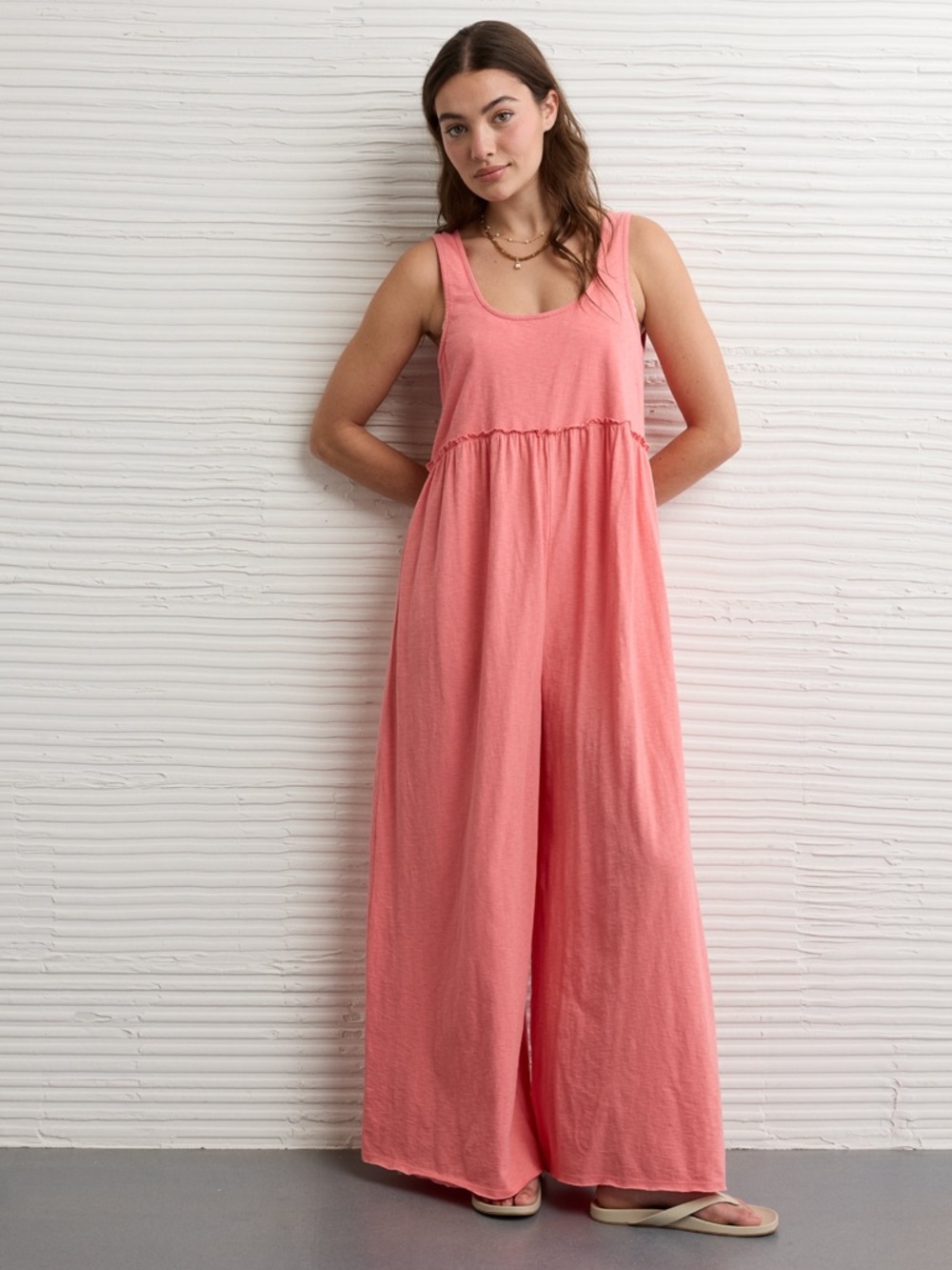 NWT American Eagle ($74.95) Coral Sunchaser Scoop Neck Jumpsuit